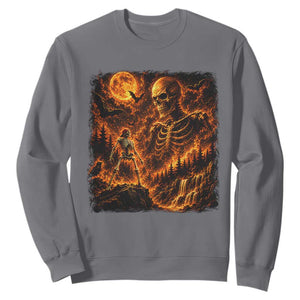 90s Retro Skeleton Full Moon Spooky Halloween Graphic Sweatshirt