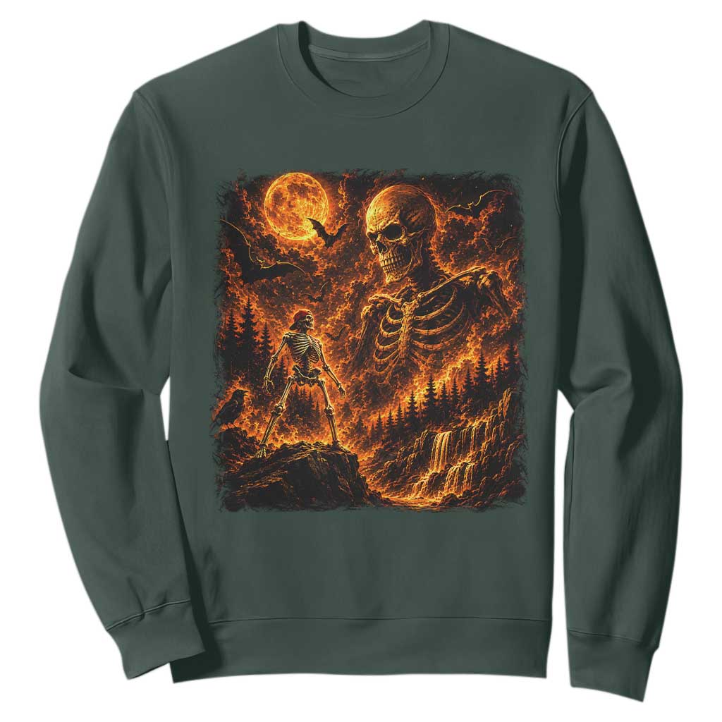 90s Retro Skeleton Full Moon Spooky Halloween Graphic Sweatshirt