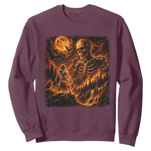 90s Retro Skeleton Full Moon Spooky Halloween Graphic Sweatshirt