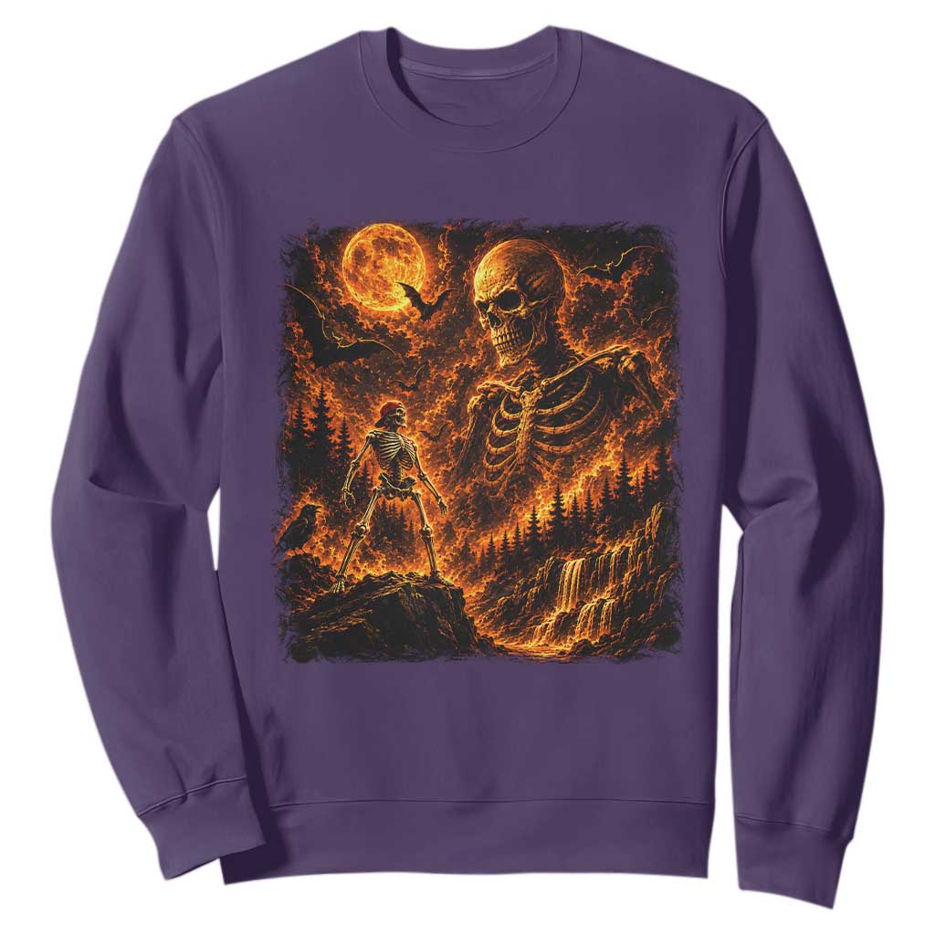 90s Retro Skeleton Full Moon Spooky Halloween Graphic Sweatshirt