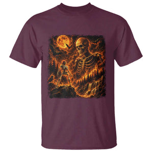 90s Retro Skeleton Full Moon Spooky Halloween Graphic T Shirt