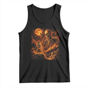 90s Retro Skeleton Full Moon Spooky Halloween Graphic Tank Top