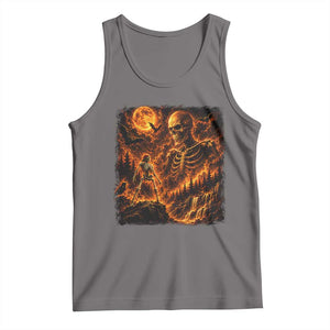 90s Retro Skeleton Full Moon Spooky Halloween Graphic Tank Top