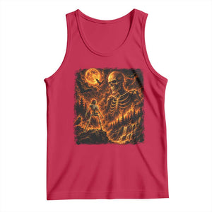 90s Retro Skeleton Full Moon Spooky Halloween Graphic Tank Top