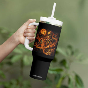 90s Retro Skeleton Full Moon Spooky Halloween Graphic Tumbler With Handle