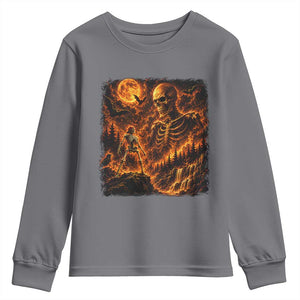 90s Retro Skeleton Full Moon Spooky Halloween Graphic Youth Sweatshirt