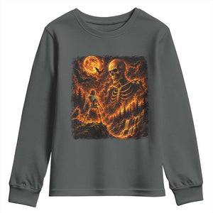 90s Retro Skeleton Full Moon Spooky Halloween Graphic Youth Sweatshirt