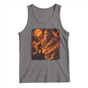 90s Retro Fiery Bigfoot Halloween Under The Moon Spooky Cryptid Graphic Tank Top