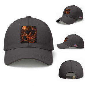 Fiery Three Headed Cat Baseball Cap Dark Fantasy Halloween Graphic Vintage 90s Halloween