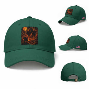 Fiery Three Headed Cat Baseball Cap Dark Fantasy Halloween Graphic Vintage 90s Halloween