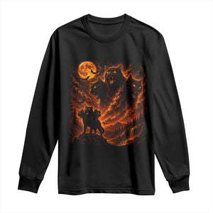 Fiery Three Headed Cat Long Sleeve Shirt Dark Fantasy Halloween Graphic Vintage 90s Halloween