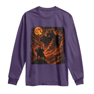 Fiery Three Headed Cat Long Sleeve Shirt Dark Fantasy Halloween Graphic Vintage 90s Halloween