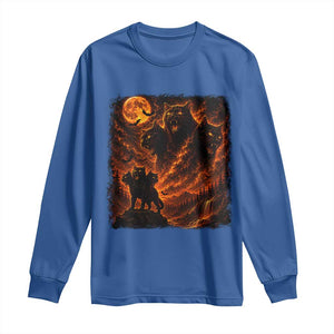 Fiery Three Headed Cat Long Sleeve Shirt Dark Fantasy Halloween Graphic Vintage 90s Halloween