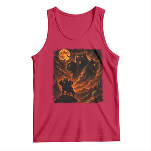 Fiery Three Headed Cat Tank Top Dark Fantasy Halloween Graphic Vintage 90s Halloween