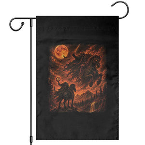 Fiery Headless Horseman Dark Fantasy Halloween Graphic Garden Flag