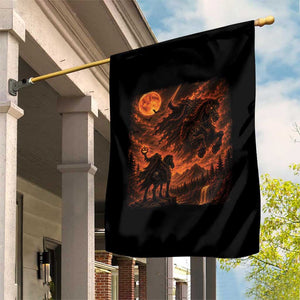 Fiery Headless Horseman Dark Fantasy Halloween Graphic Garden Flag