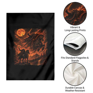 Fiery Headless Horseman Dark Fantasy Halloween Graphic Garden Flag