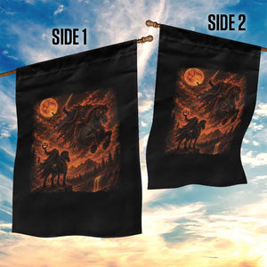 Fiery Headless Horseman Dark Fantasy Halloween Graphic Garden Flag