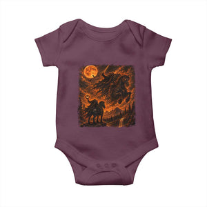 Fiery Headless Horseman Dark Fantasy Halloween Graphic Baby Onesie
