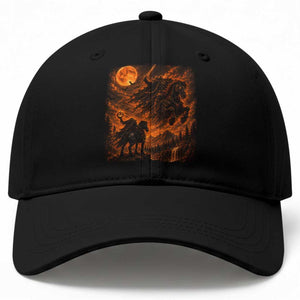 Fiery Headless Horseman Dark Fantasy Halloween Graphic Baseball Cap