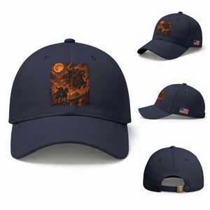 Fiery Headless Horseman Dark Fantasy Halloween Graphic Baseball Cap