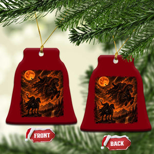 Fiery Headless Horseman Dark Fantasy Halloween Graphic Ceramic Ornament