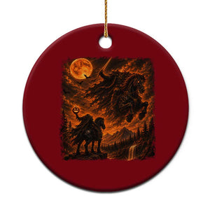 Fiery Headless Horseman Dark Fantasy Halloween Graphic Ceramic Ornament
