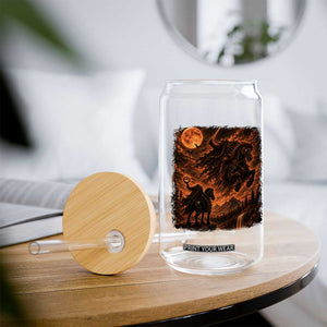 Fiery Headless Horseman Dark Fantasy Halloween Graphic Glass Can