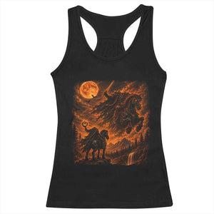 Fiery Headless Horseman Dark Fantasy Halloween Graphic Racerback Tank Top