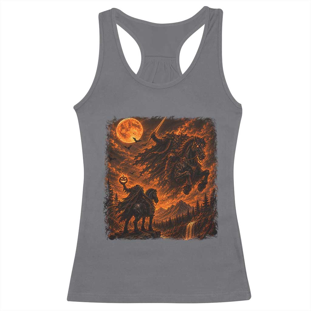 Fiery Headless Horseman Dark Fantasy Halloween Graphic Racerback Tank Top