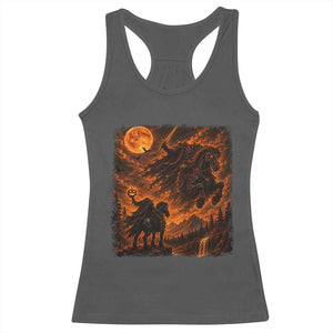 Fiery Headless Horseman Dark Fantasy Halloween Graphic Racerback Tank Top