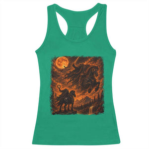 Fiery Headless Horseman Dark Fantasy Halloween Graphic Racerback Tank Top