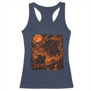 Fiery Headless Horseman Dark Fantasy Halloween Graphic Racerback Tank Top