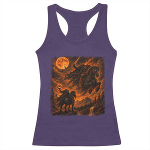 Fiery Headless Horseman Dark Fantasy Halloween Graphic Racerback Tank Top