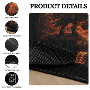 Fiery Headless Horseman Dark Fantasy Halloween Graphic Round Rug