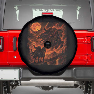 Fiery Headless Horseman Dark Fantasy Halloween Graphic Spare Tire Cover