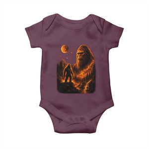 Bigfoot Sasquatch Under The Moon Night Forest Graphic Baby Onesie