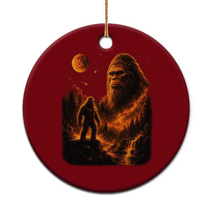 Bigfoot Sasquatch Under The Moon Night Forest Graphic Ceramic Ornament