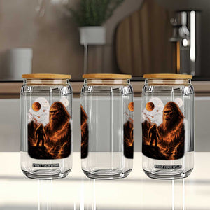 Bigfoot Sasquatch Under The Moon Night Forest Graphic Glass Can