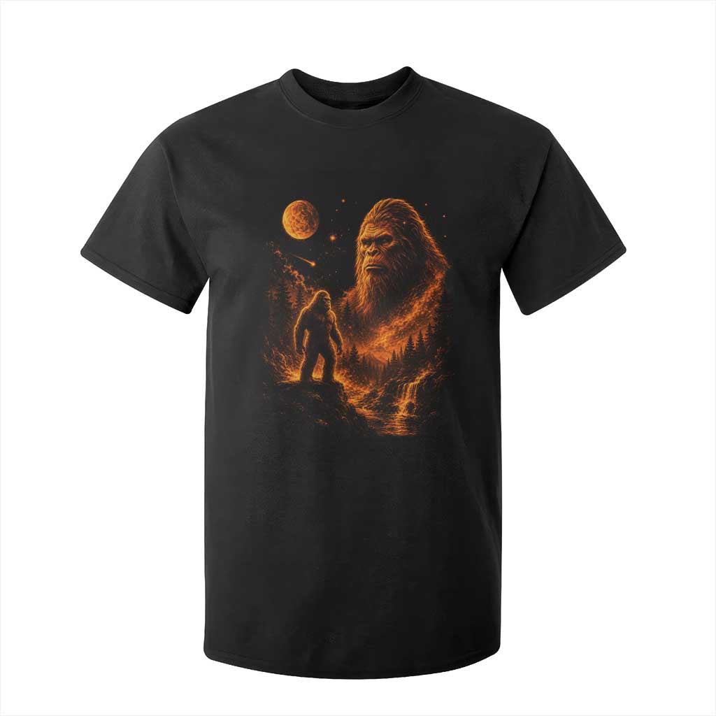 Bigfoot Sasquatch Under The Moon Night Forest Graphic T Shirt For Kid