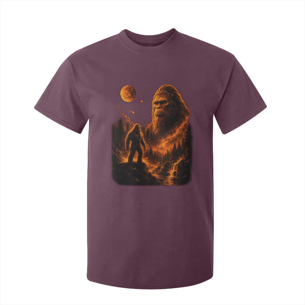 Bigfoot Sasquatch Under The Moon Night Forest Graphic T Shirt For Kid