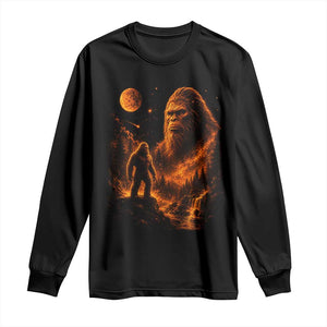 Bigfoot Sasquatch Under The Moon Night Forest Graphic Long Sleeve Shirt
