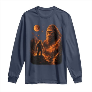 Bigfoot Sasquatch Under The Moon Night Forest Graphic Long Sleeve Shirt