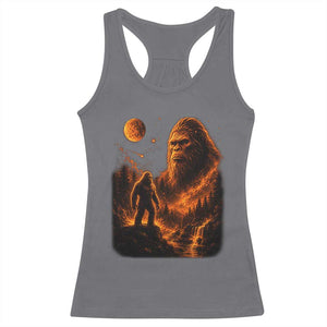 Bigfoot Sasquatch Under The Moon Night Forest Graphic Racerback Tank Top