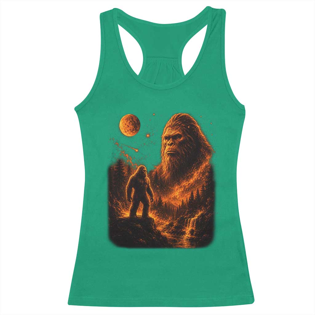 Bigfoot Sasquatch Under The Moon Night Forest Graphic Racerback Tank Top