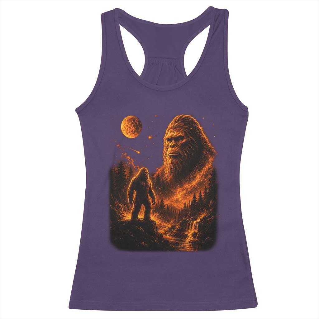 Bigfoot Sasquatch Under The Moon Night Forest Graphic Racerback Tank Top