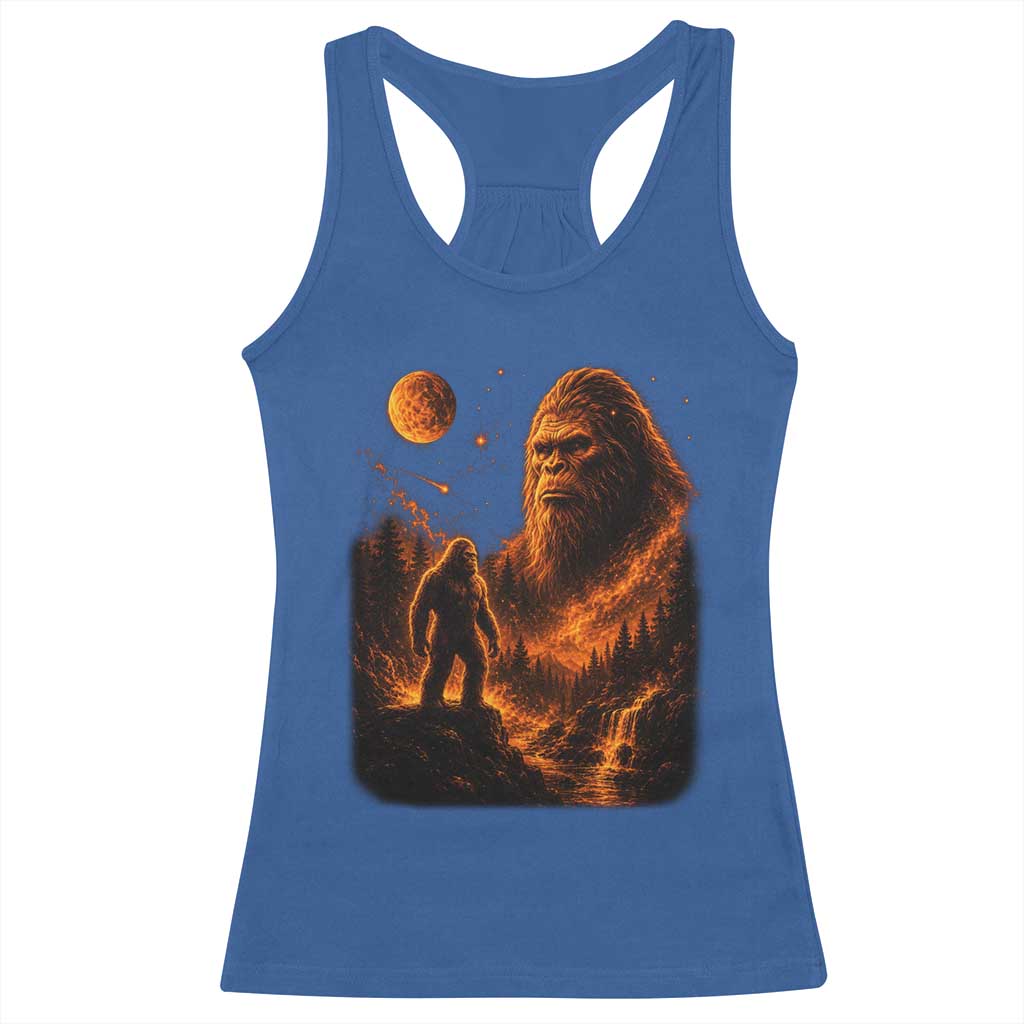 Bigfoot Sasquatch Under The Moon Night Forest Graphic Racerback Tank Top