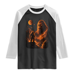Bigfoot Sasquatch Under The Moon Night Forest Graphic Raglan Shirt