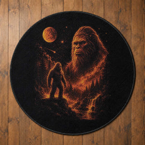 Bigfoot Sasquatch Under The Moon Night Forest Graphic Round Rug