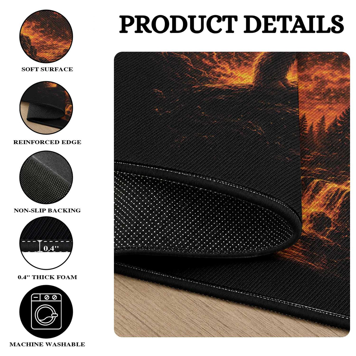 Bigfoot Sasquatch Under The Moon Night Forest Graphic Round Rug